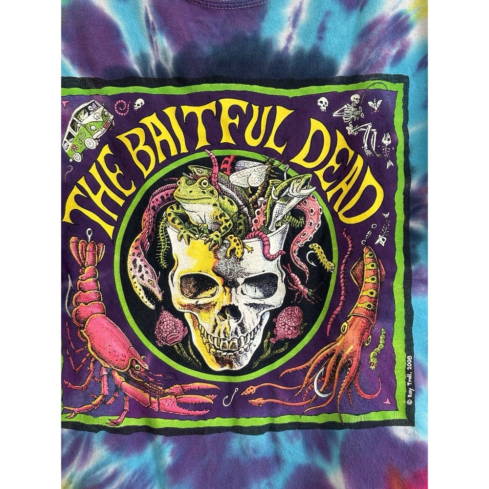 Ray Troll The Baitful Dead Tie Dye T-Shirt Men's Large 2008 Grateful Tee - Picture 2 of 8